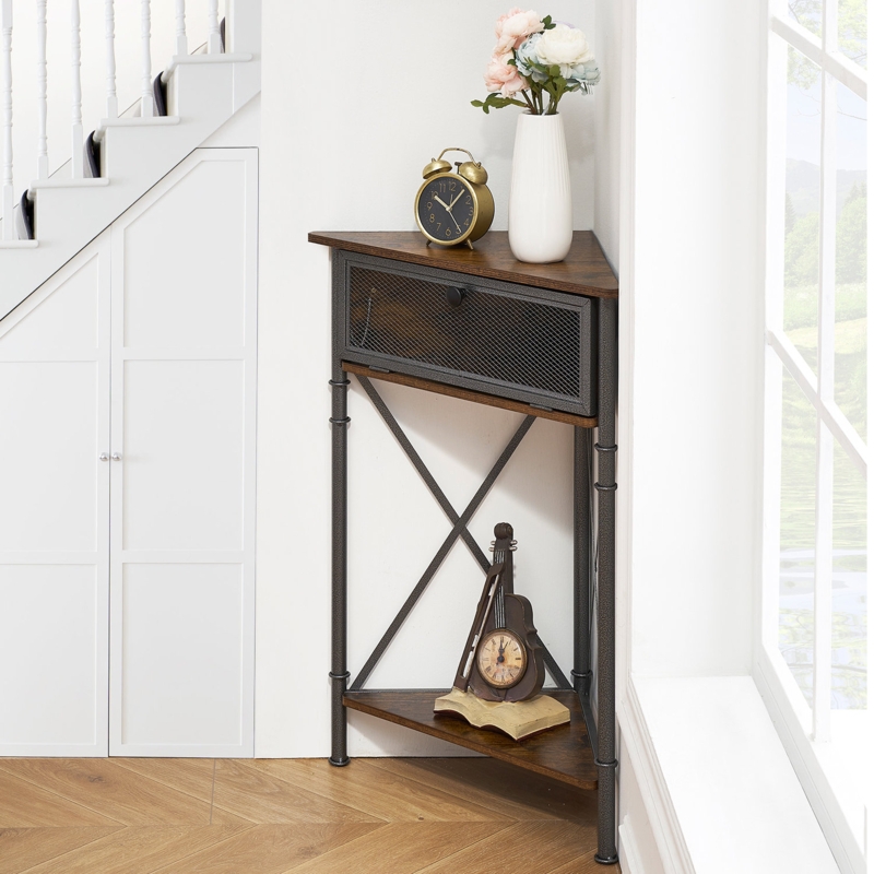 Marble Side Table with Hand-Painted Patterns