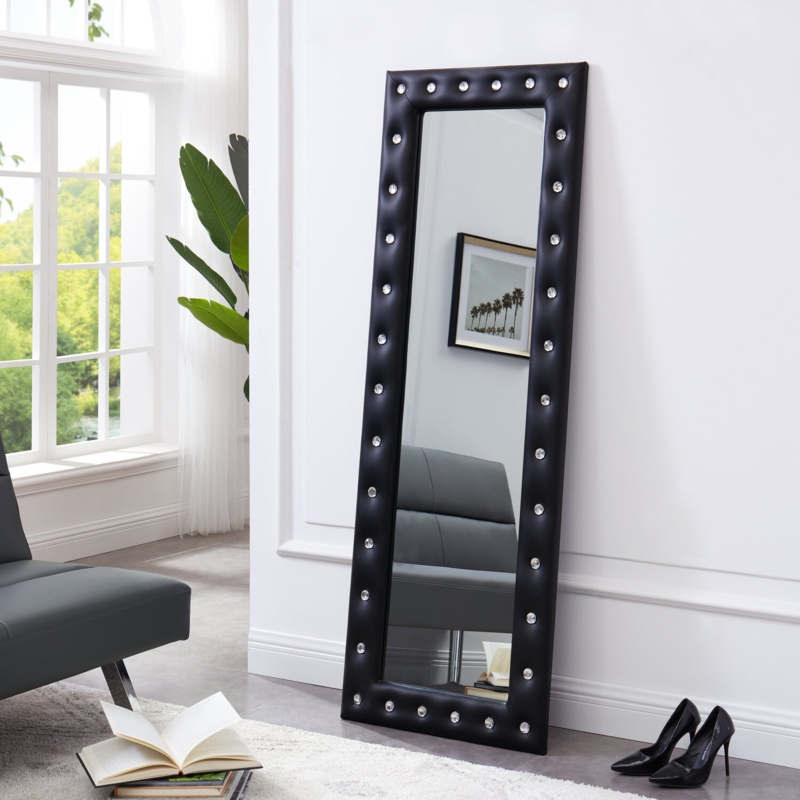 Ennia Crystal Tufted Full Length Mirror, Accent Mirror