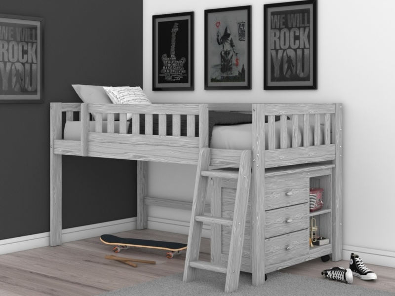 Erastus Twin 3 Drawer Solid Wood Loft Bed with Shelves by Harriet Bee