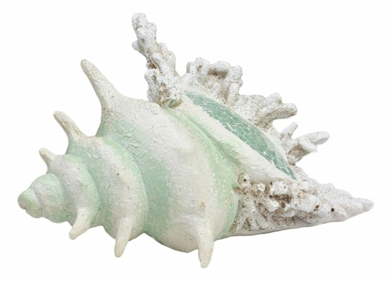 Escondido Ocean Sea Shell Conch with Mosaic Crushed Glass Figurine