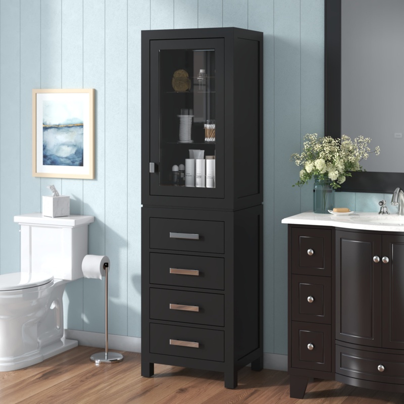 Freestanding Solid Wood Linen Cabinet