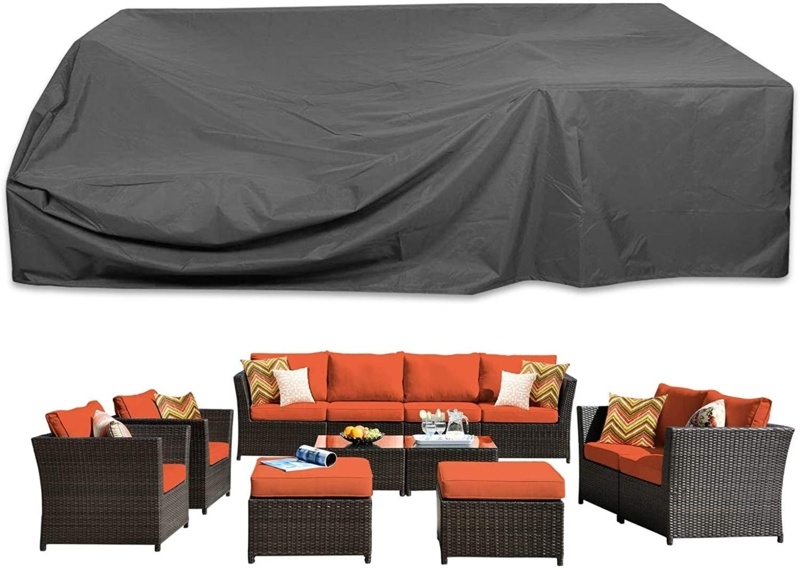 Essaf And Chairs Cover, 600D Durable Outdoor Furniture Cover Waterproof UV Protection, Rectangular Patio Cover With Buckles Drawstring