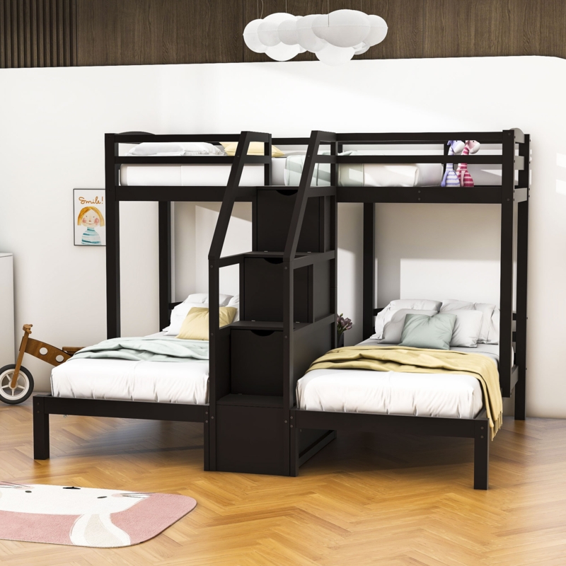 Versatile Triple Twin Bunk Bed with Storage