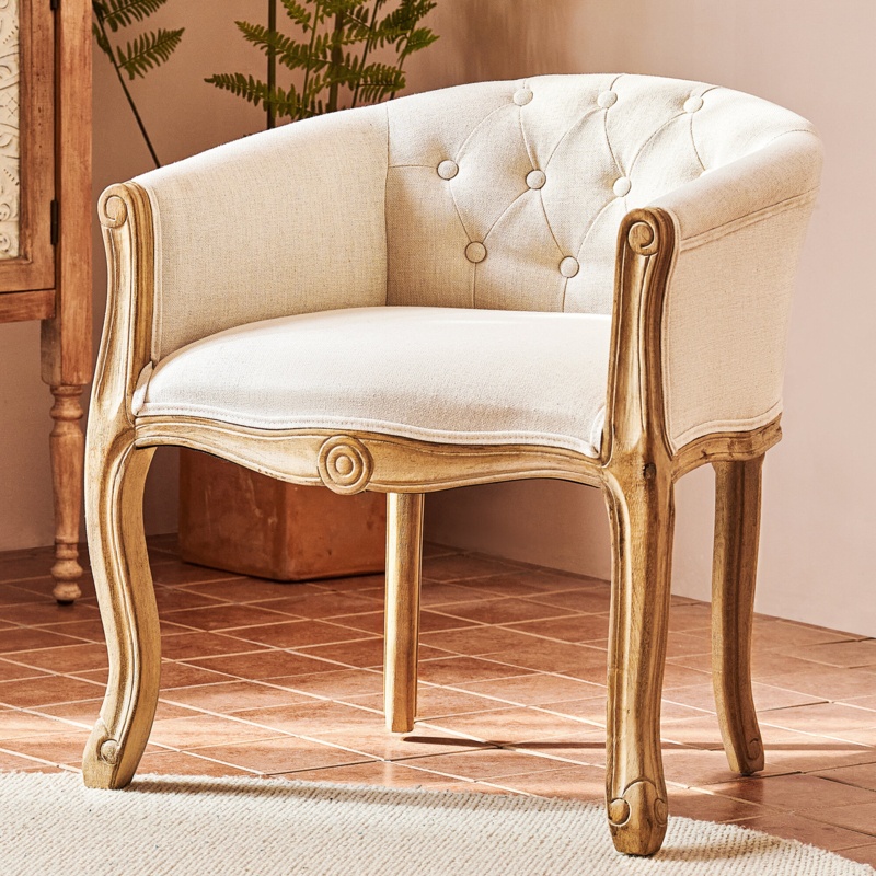 Eubert 24.4" Wide Tufted Linen Barrel Chair