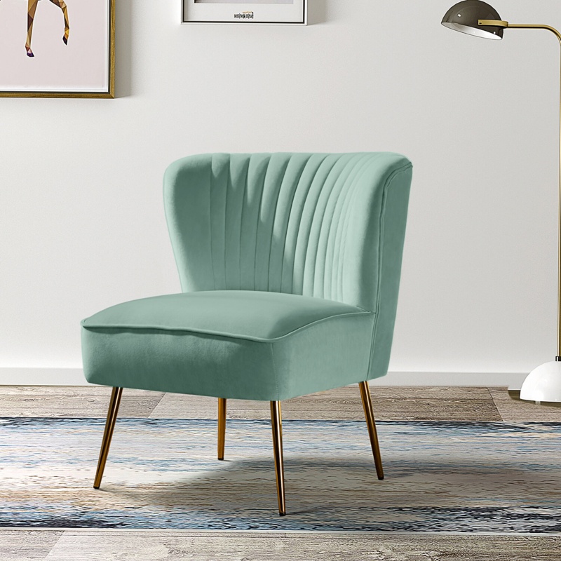 Luxurious Velvet Side Chair with Gold Legs
