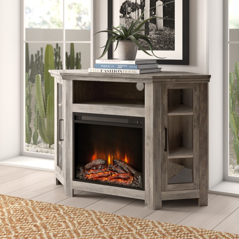 Corner TV Stand with Electric Fireplace