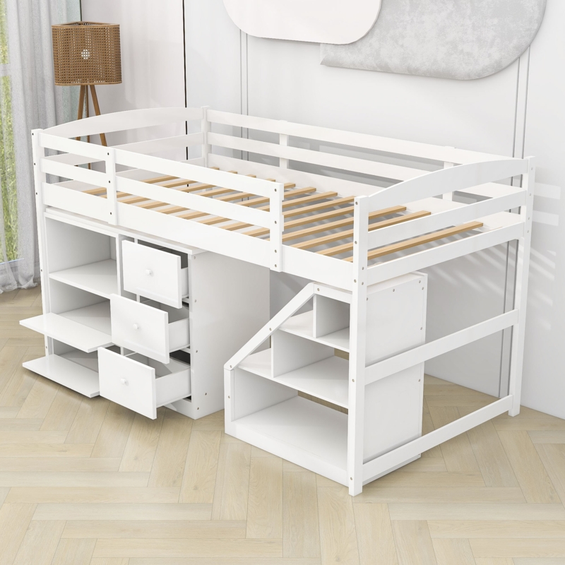 Loft Bed with Integrated Storage and Desk