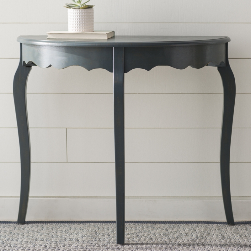Distressed Elmwood Half-Circle Console Table