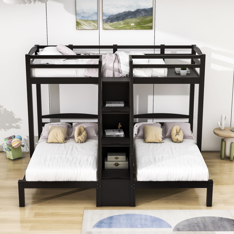 Evenny Twin Over Twin Triple / Quad Bunk Bed with Shelves by Harriet Bee
