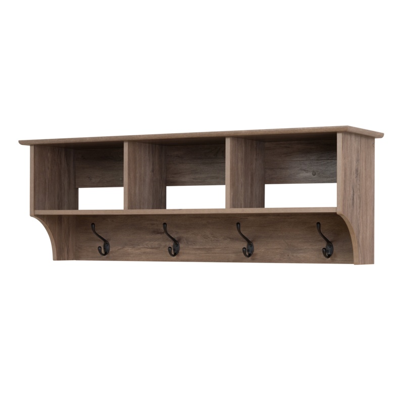 Everlene 48'' Wide 4 - Hook Wall Mounted Coat Rack with Storage in Drifted Gray