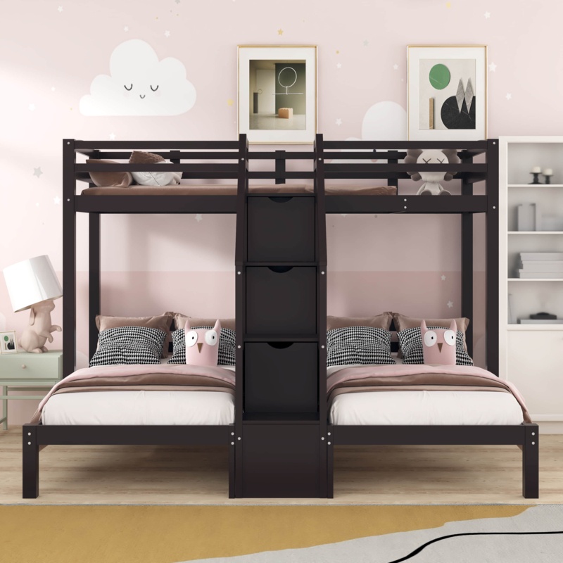 Evtim Solid Wood Triple / Quad Bunk Bed by Harriet Bee