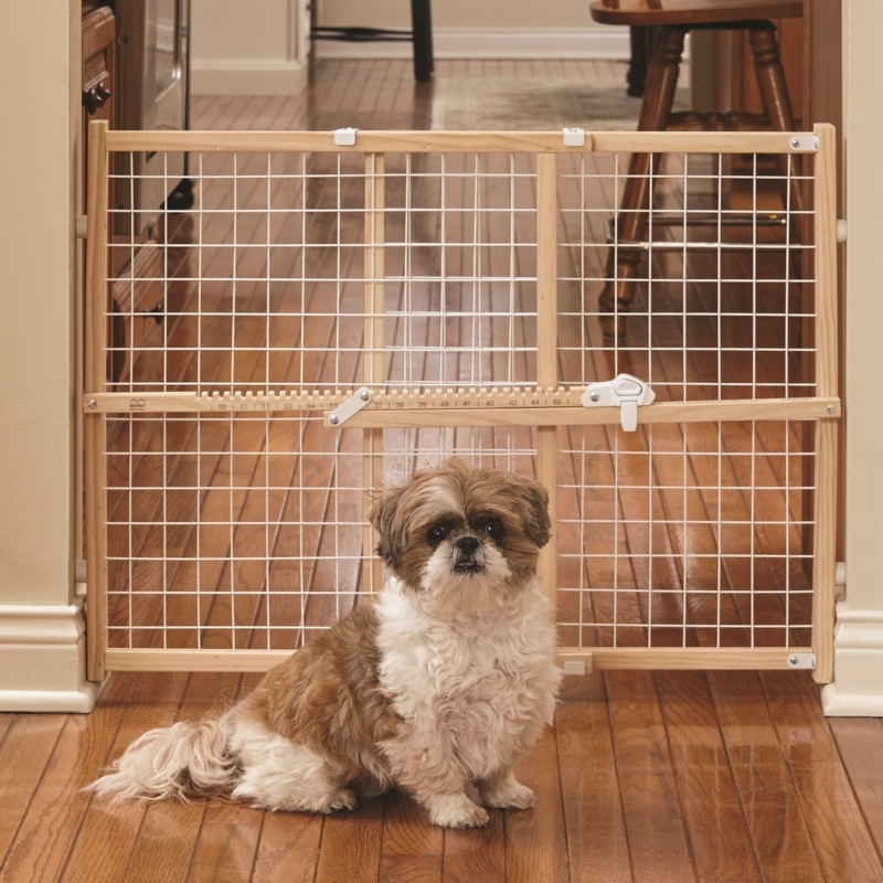 Adjustable Wooden Pet Gate with Mesh