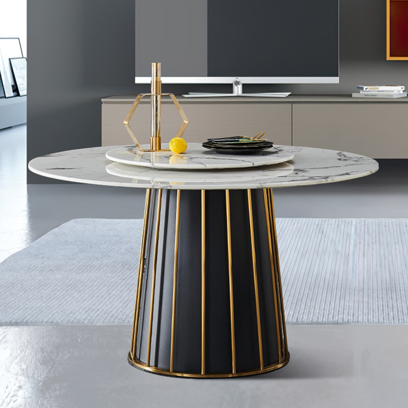 Eye catching round dining table with lazy susan