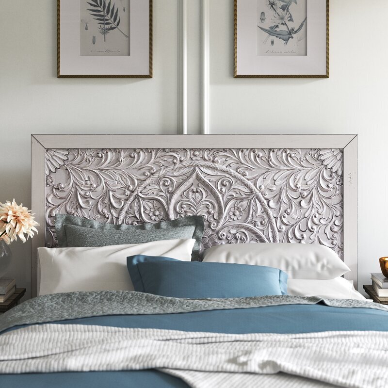 Eyecatching Floral Design Big Headboard Bed 