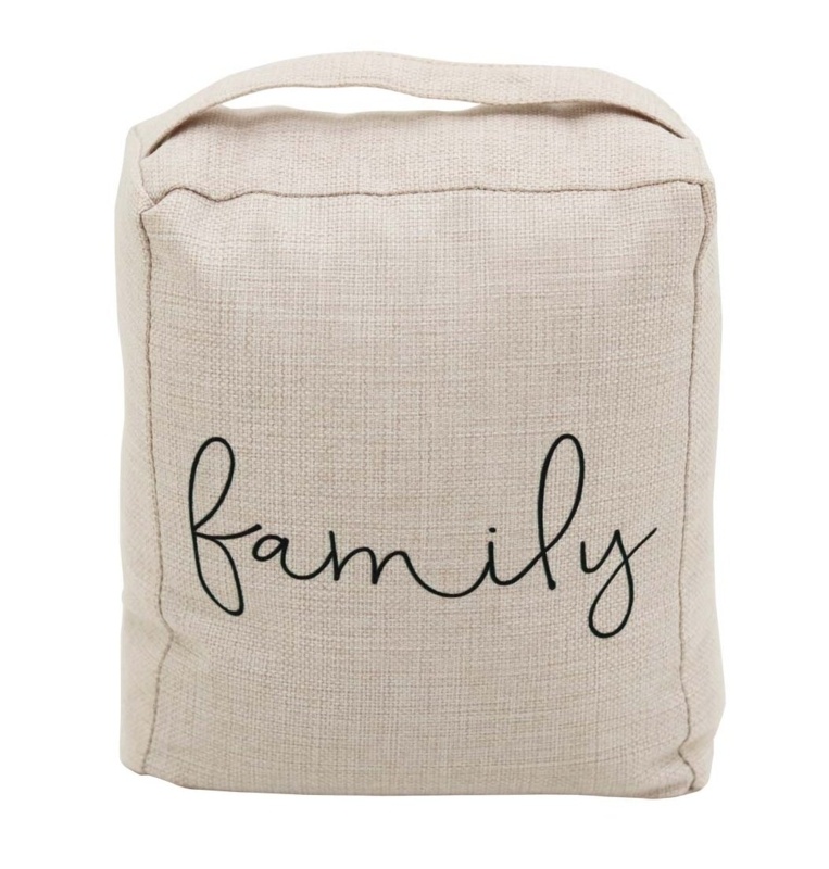Weighted Fabric Door Stop with Family Sentiment