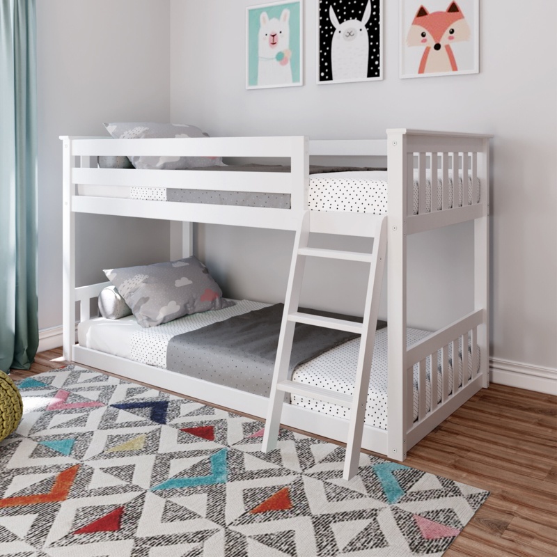 Low Bunk Bed for Kids with Reversible Ladder