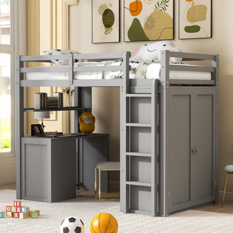 Loft Bed with Study Area and Storage