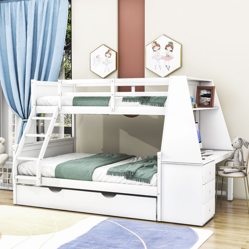 Space-Saving Bunk Bed with Built-in Desk