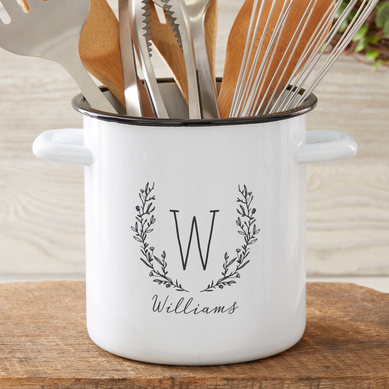 Farmhouse Floral Personalized Utensil Crock