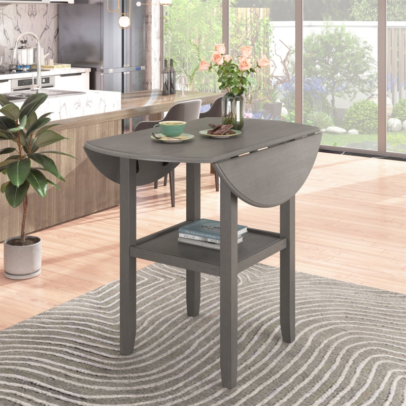Extendable Drop Leaf Wooden Dining Table