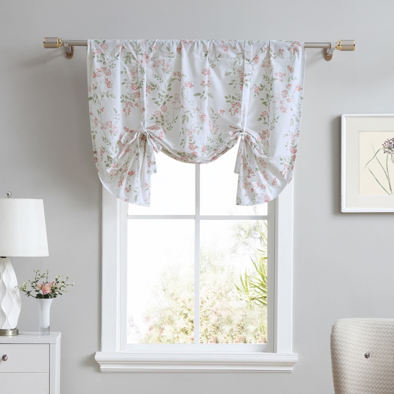 Fawna Floral Cotton Tie-Up 50'' Window Valance in Pink