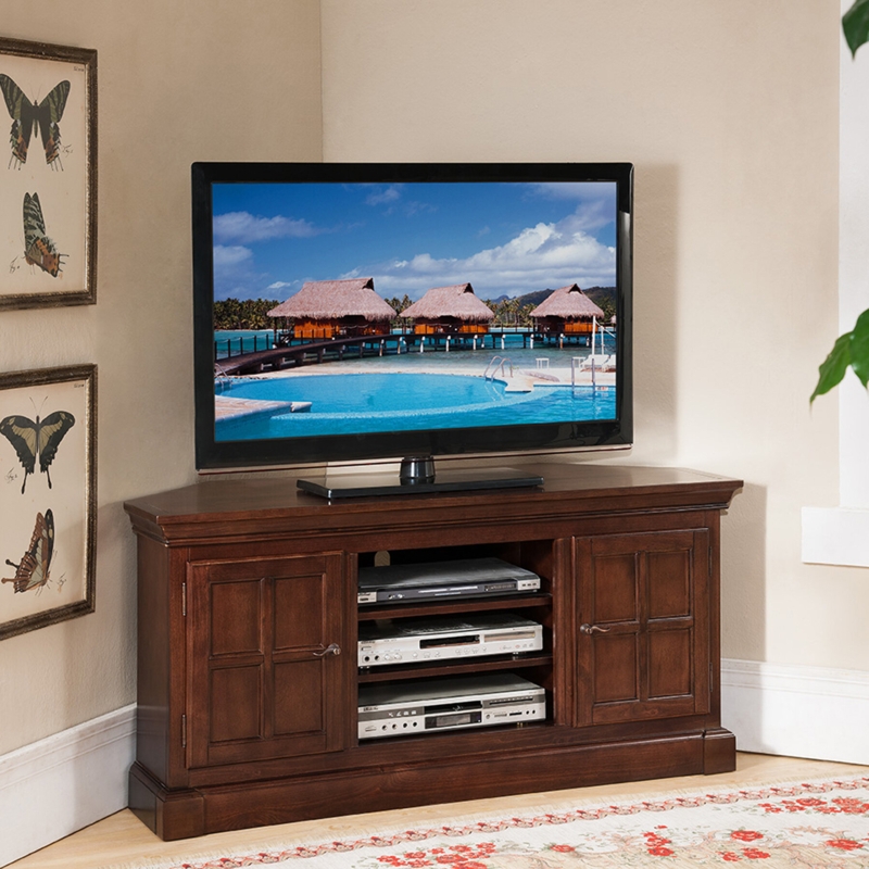 Corner TV Stand with Adjustable Shelves