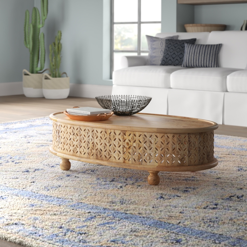 Weathered Wood Oval Coffee Table