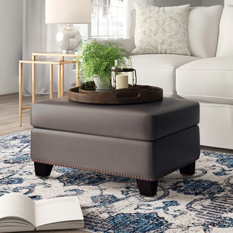 Fern Leather Coffee Table Ottoman