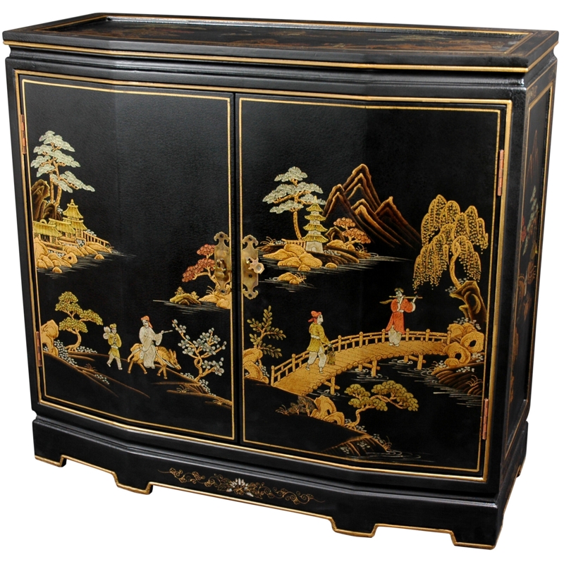 Japanese Slant Front Cabinet with Storage