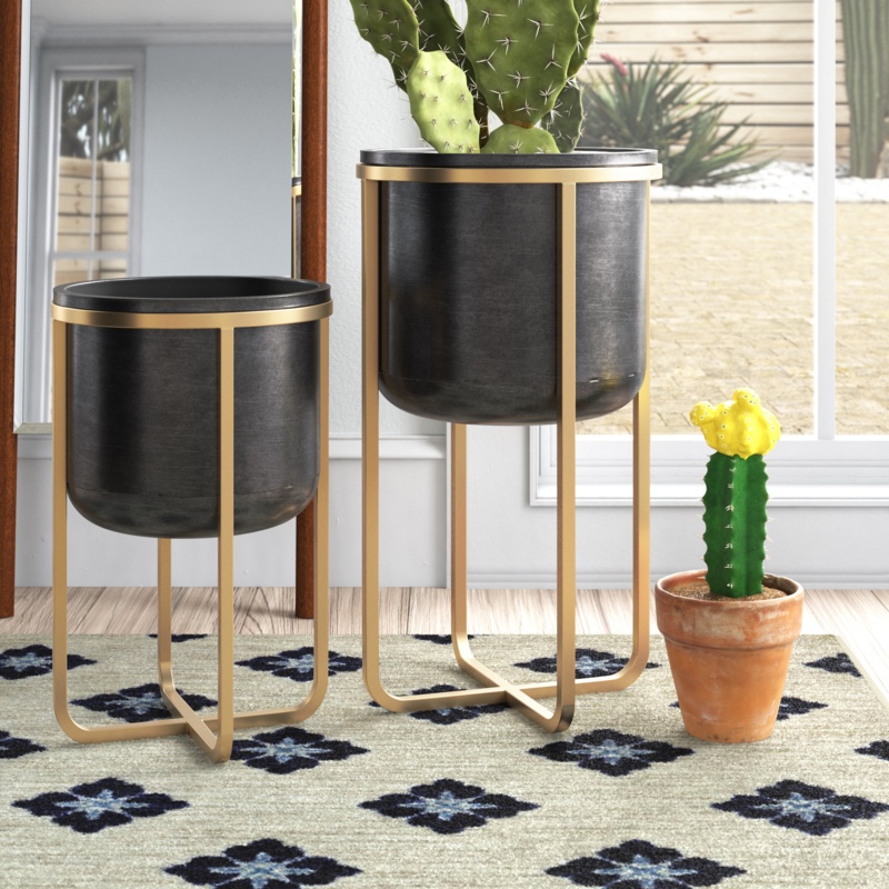 Fidler 2-Piece Iron Pot Planter Set