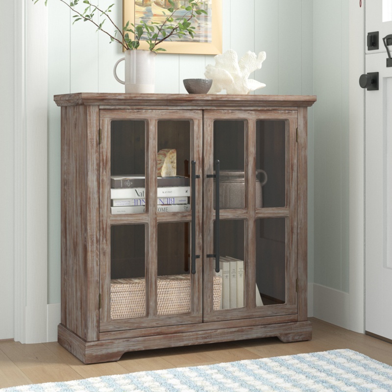 Finnley 34'' Tall Solid Wood 2 - Door Accent Cabinet