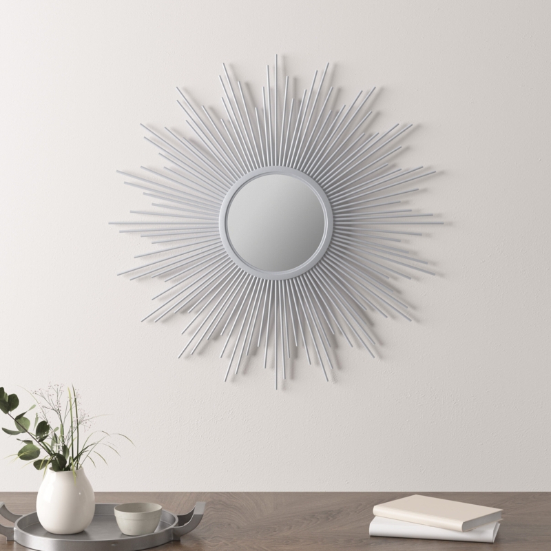 Round Burst Glass and Iron Wall Decor Mirror
