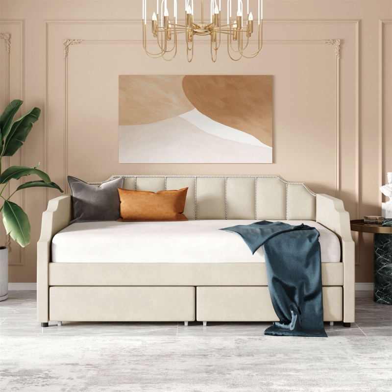 Velvet Daybed with Storage Drawers
