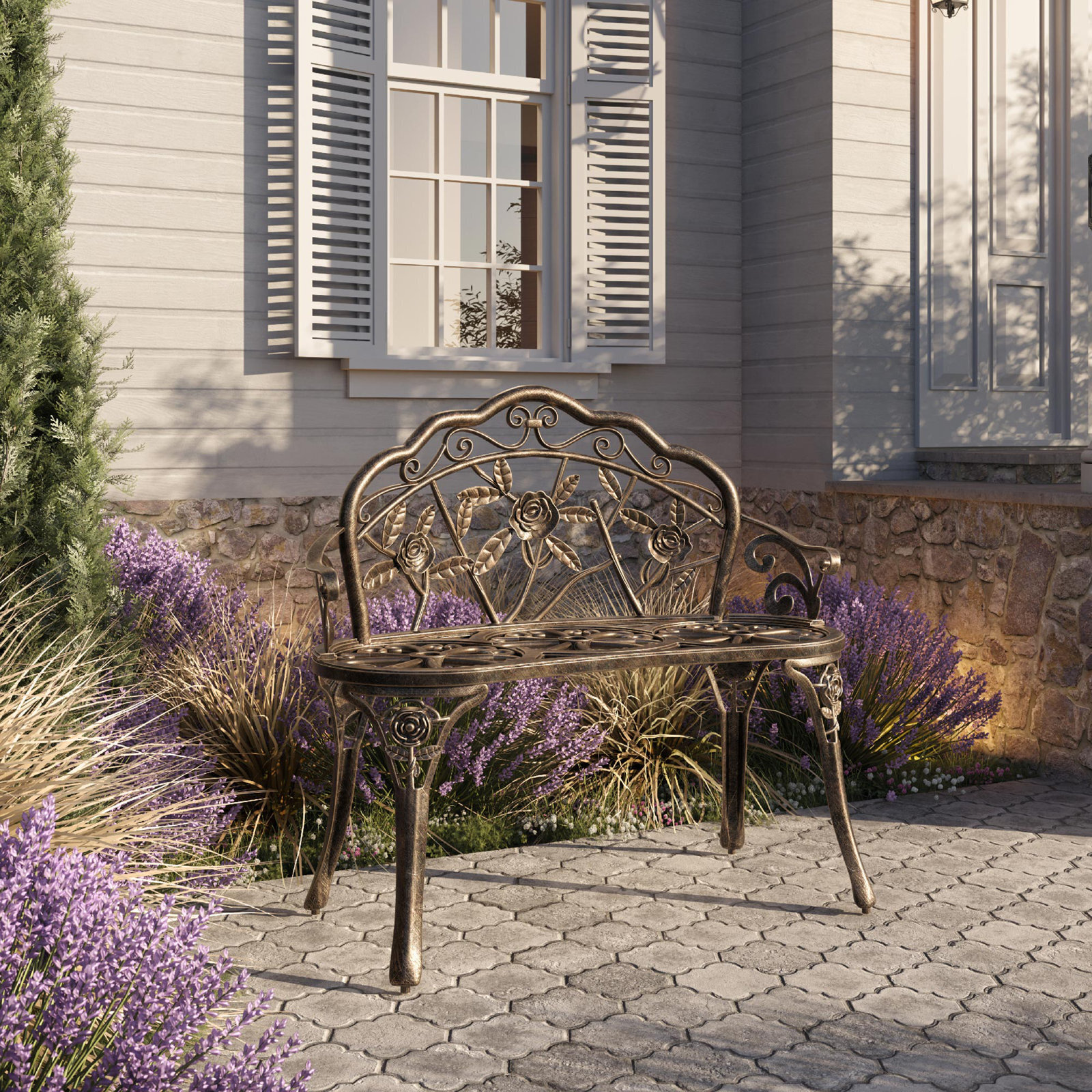 Fleur de lis circular garden seating