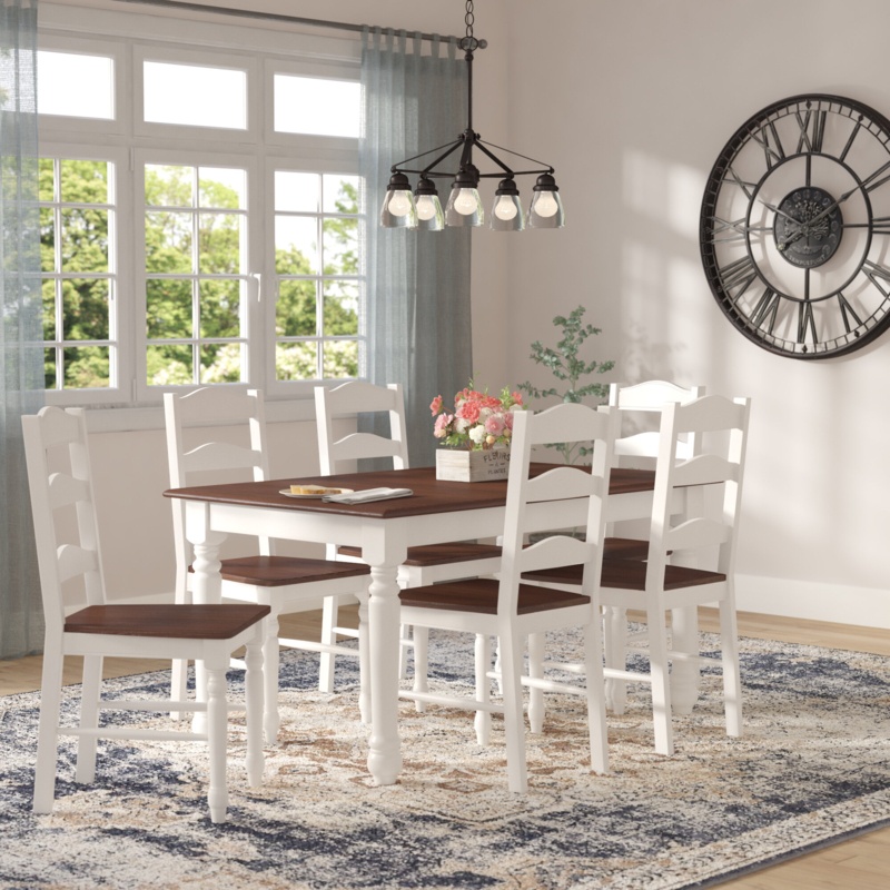 Fleurance 6 - Person Solid Wood Dining Set