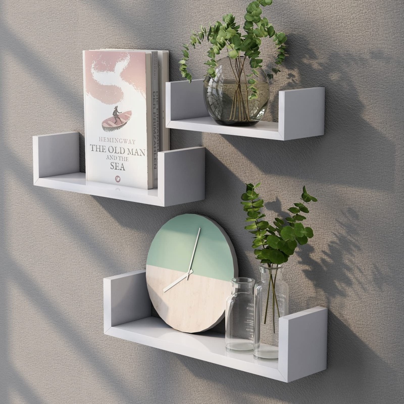 Floating Shelves Wall Mounted, Wall Shelf For Bedroom/bathroom/living Room/kitchen,3 Sizes, U-shaped(black)