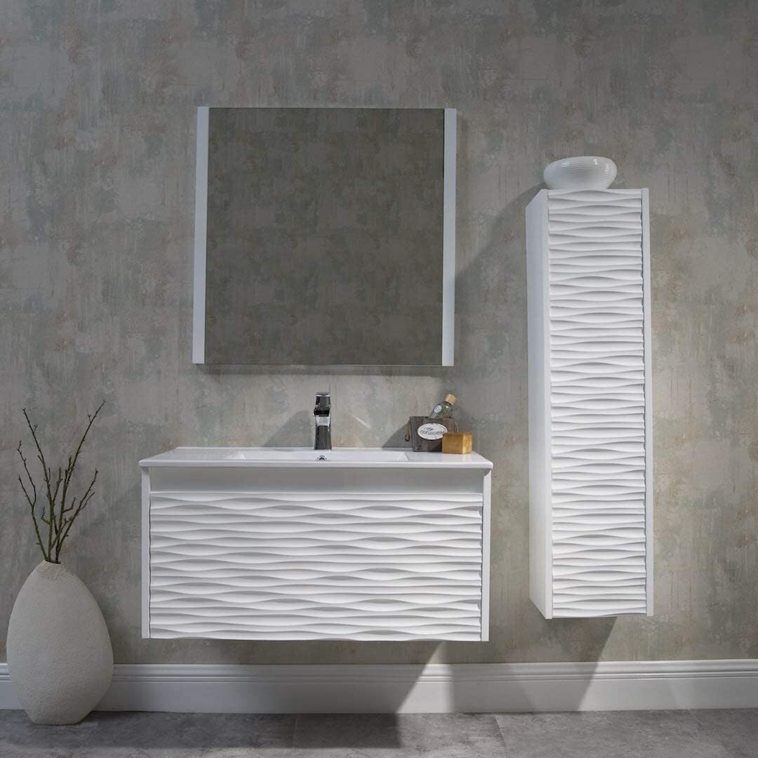 Floating Vanity With Matching Linen Cabinet
