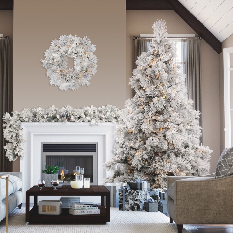 Pre Lit Flocked Christmas Tree