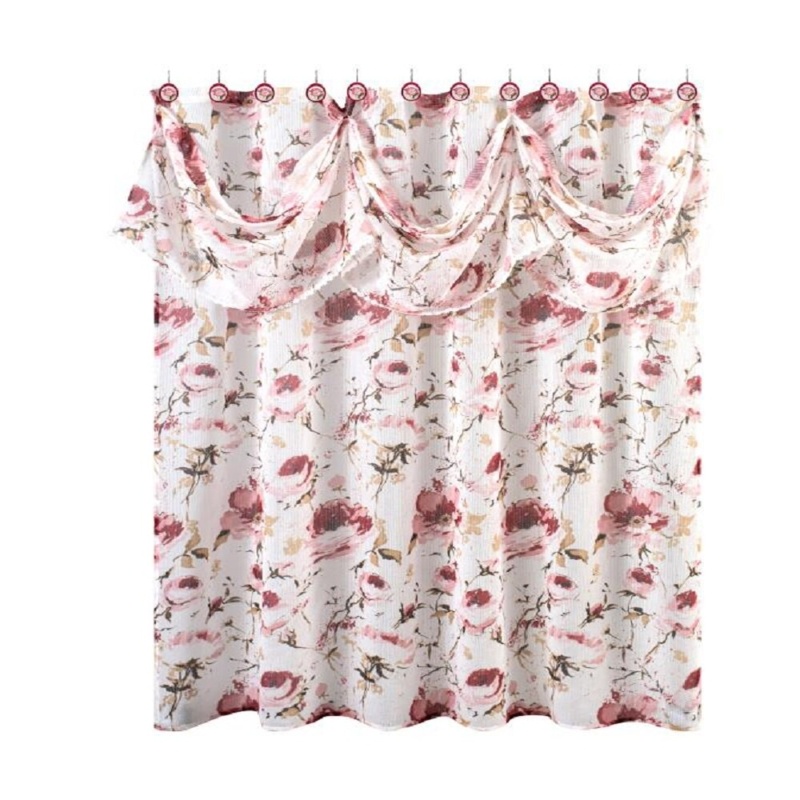 Floral Single Shower Curtain + Hooks