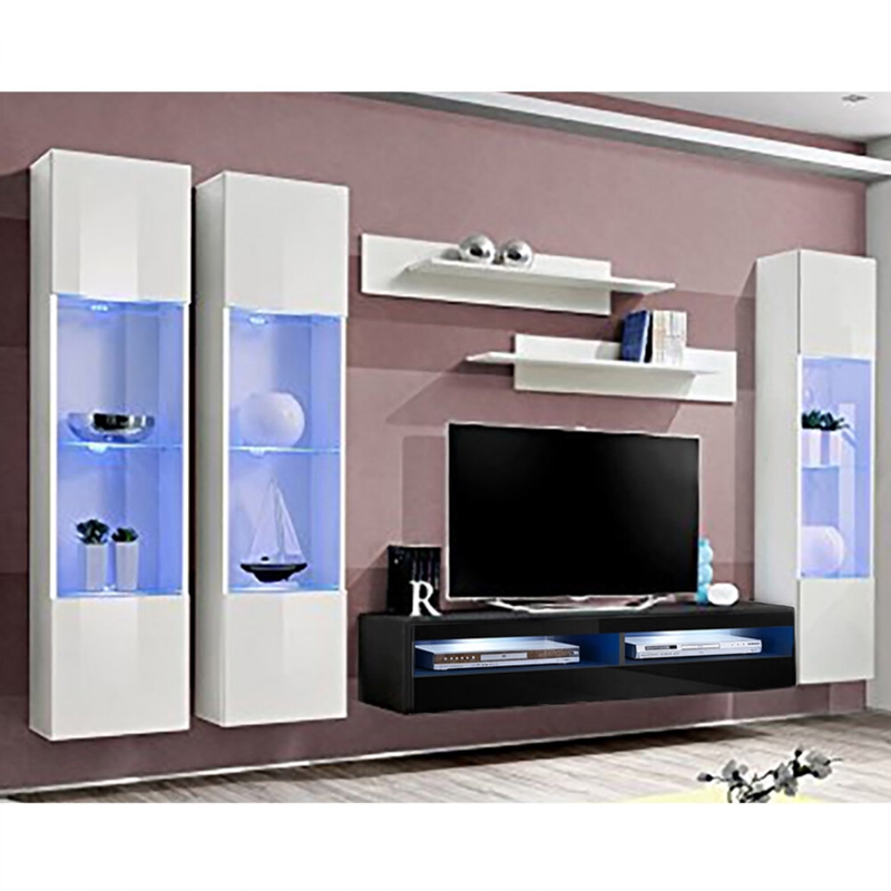 Sleek Entertainment Center with LED Lights