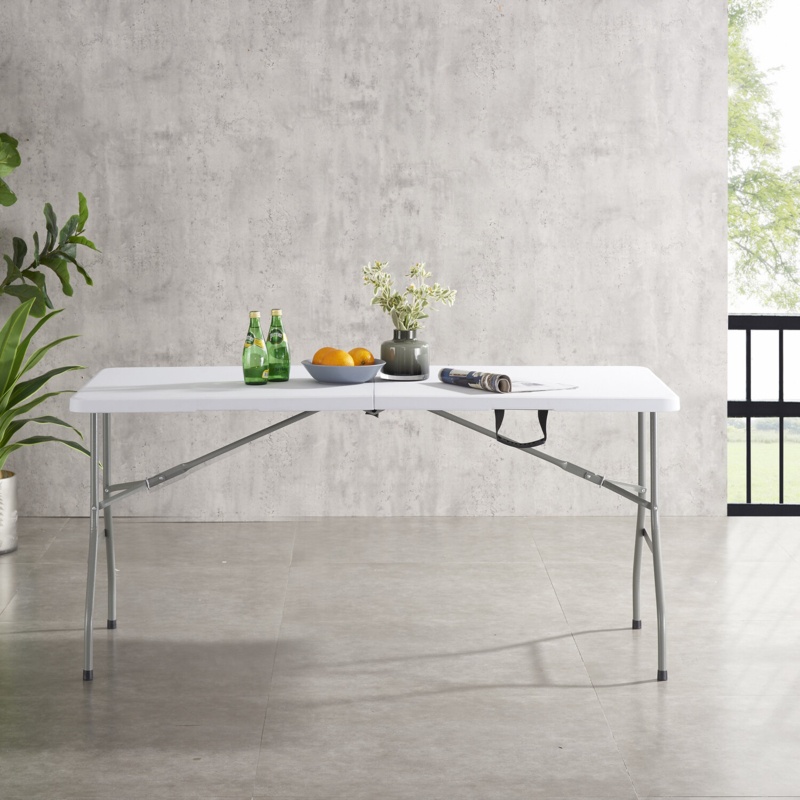 Foldable 5ft Dinner Table Multipurpose Rectangular Resin Table for Outdoor Camping Dinner Party