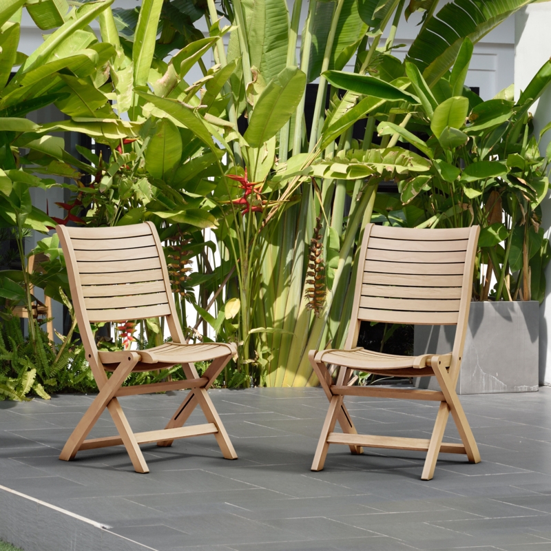 2-Piece Teak Folding Chair Set