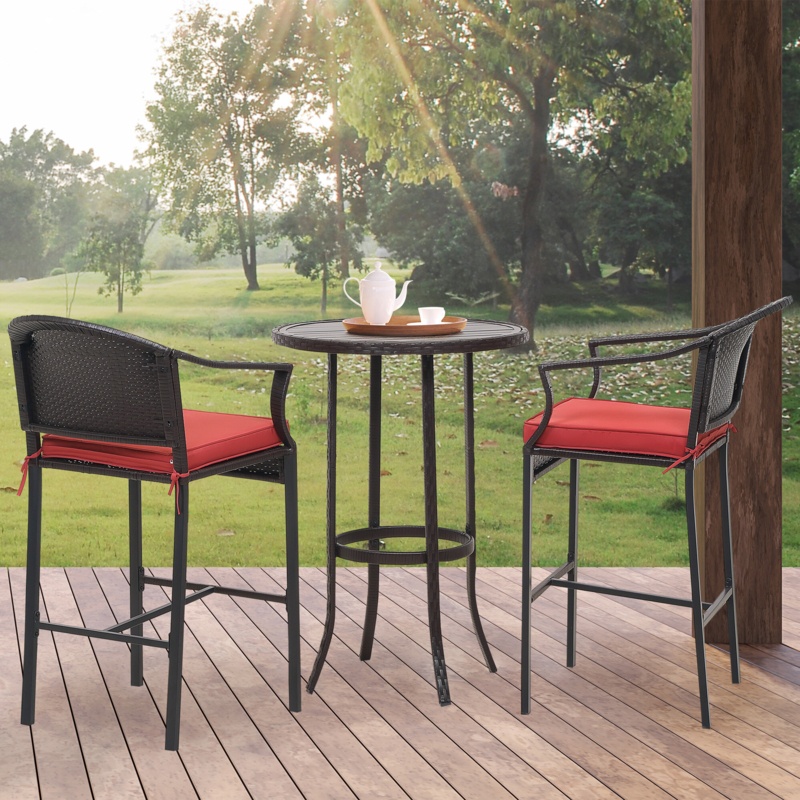 Forest Home Bar Set with Steel Frame and Wicker Outer Material