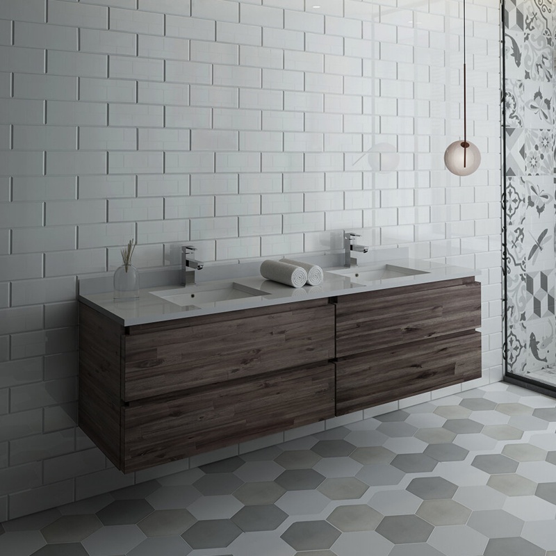 Formosa 72'' Wall Mounted Double Bathroom Vanity with Vanity Top