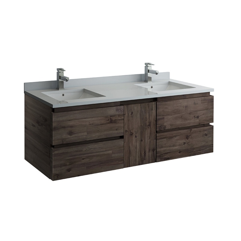Formosa Wall Mounted Double Bathroom Vanity with Quartz Vanity Top
