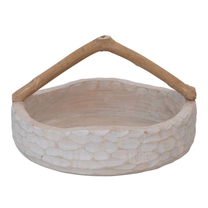 Mango Wood Bowl with Organic Branch Handle
