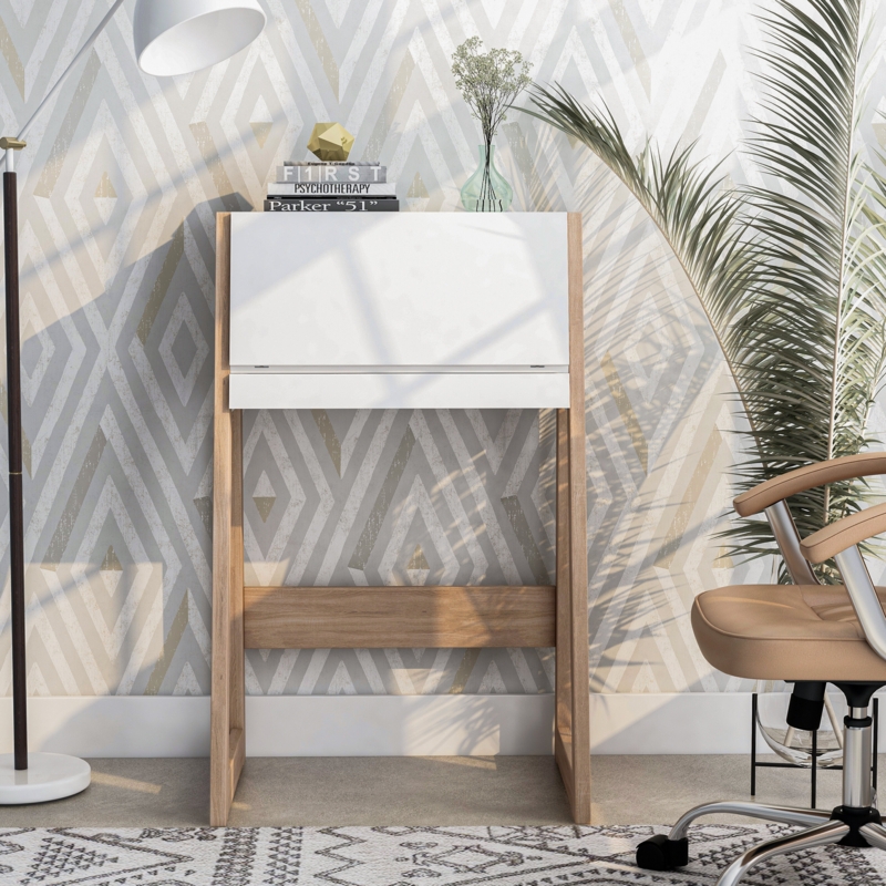 Two-Toned Secretary Desk for Small Spaces