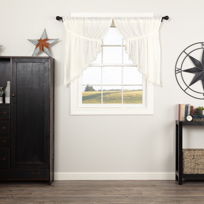 Francoise Cotton Swag 72'' Window Valance in Antique White