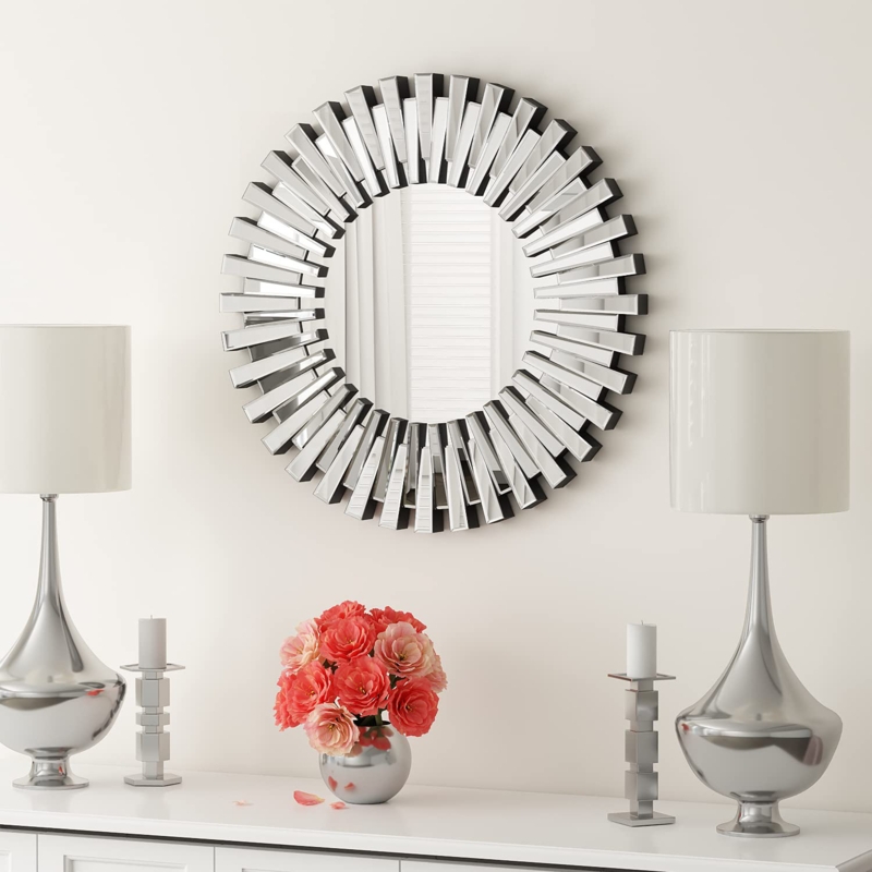 Sunburst-Shaped Round Wall Mirror
