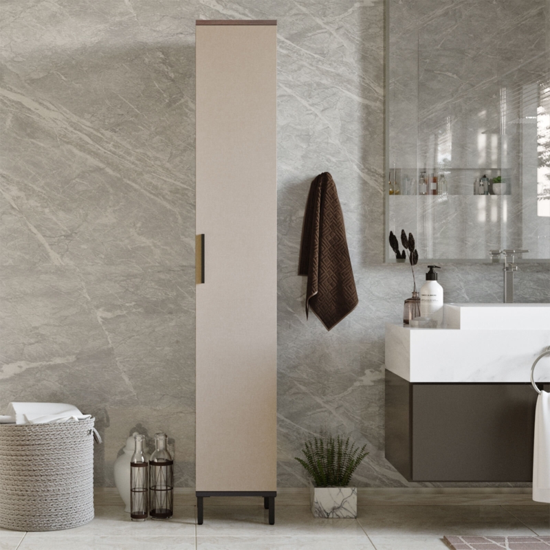 Rotating Bathroom Tower Cabinet with Mirror